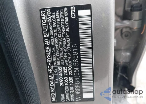 2005 Mercedes-Benz C 320 Luxury 4Matic из США, поврежденный, VIN WDBRF84J55F585815